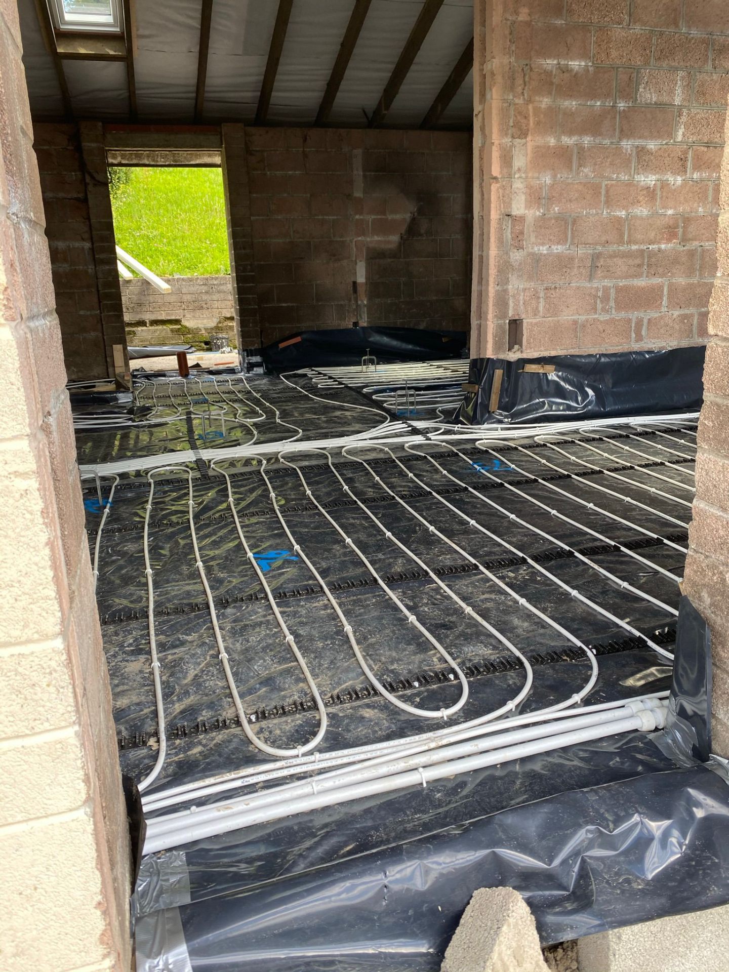 South Wales concrete pump rig parked and primed on site