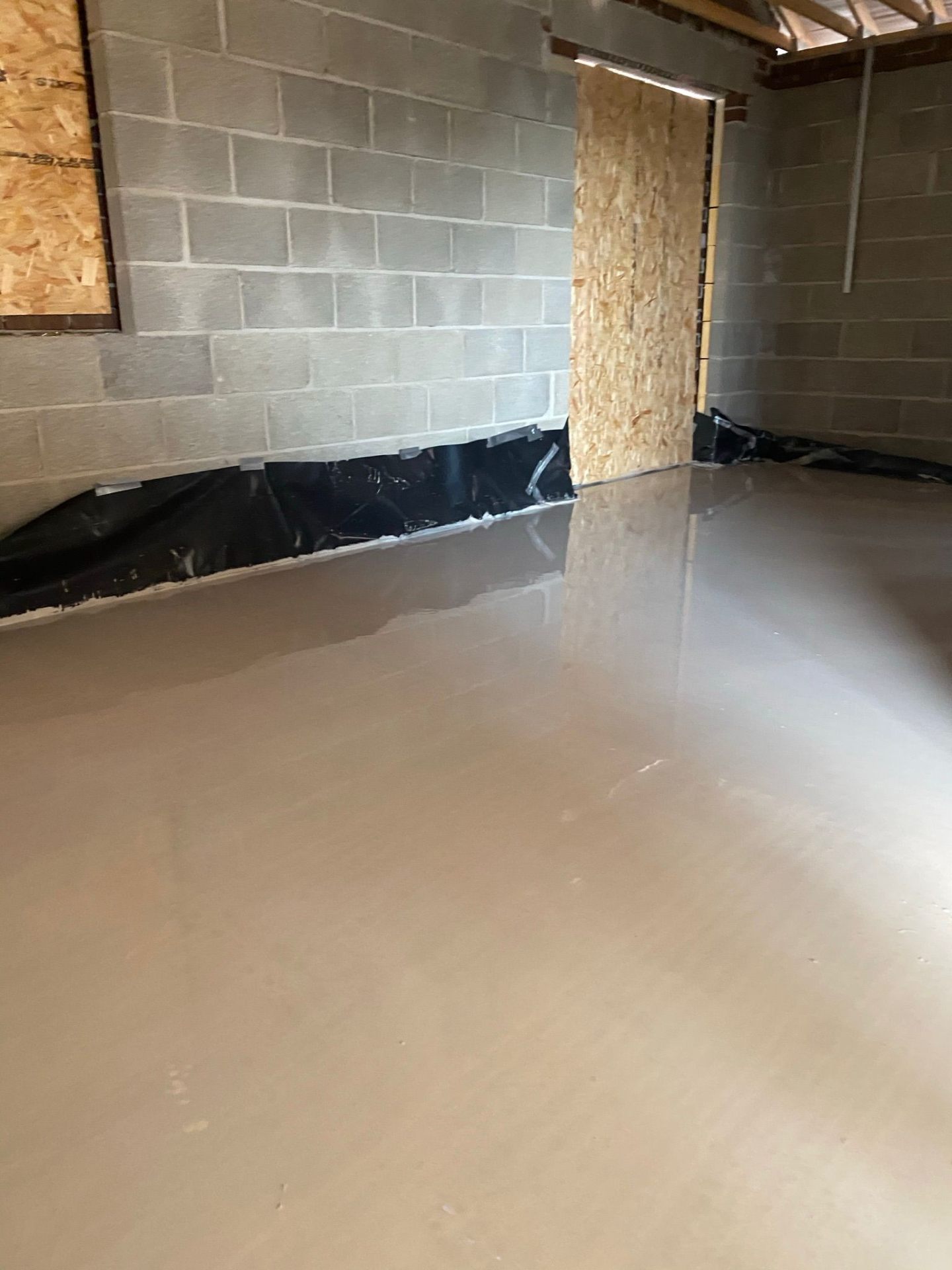 Floor prep complete with DPM, edges sealed and chairs set