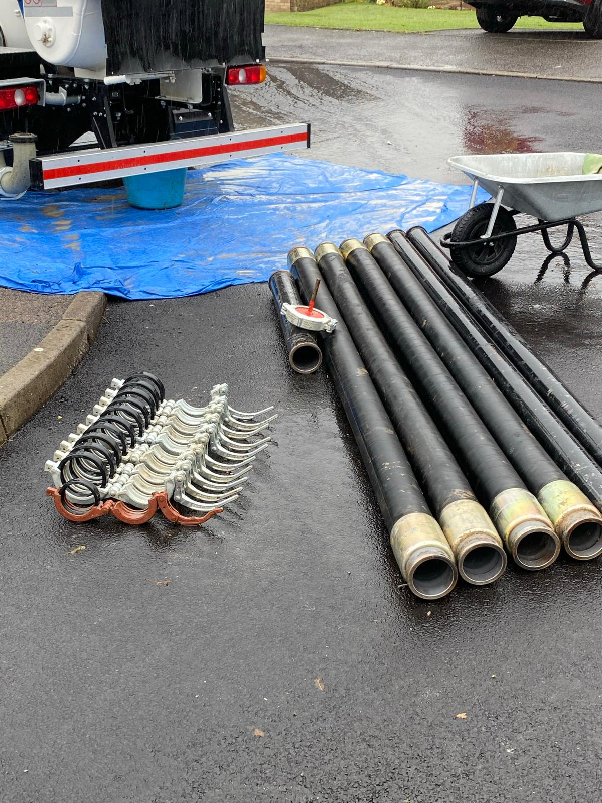 Wet underfloor heating pipework manifold connections on site