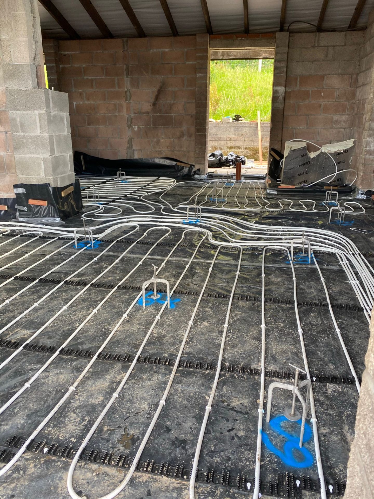 Depth markers on DPM ready for pumped liquid screed