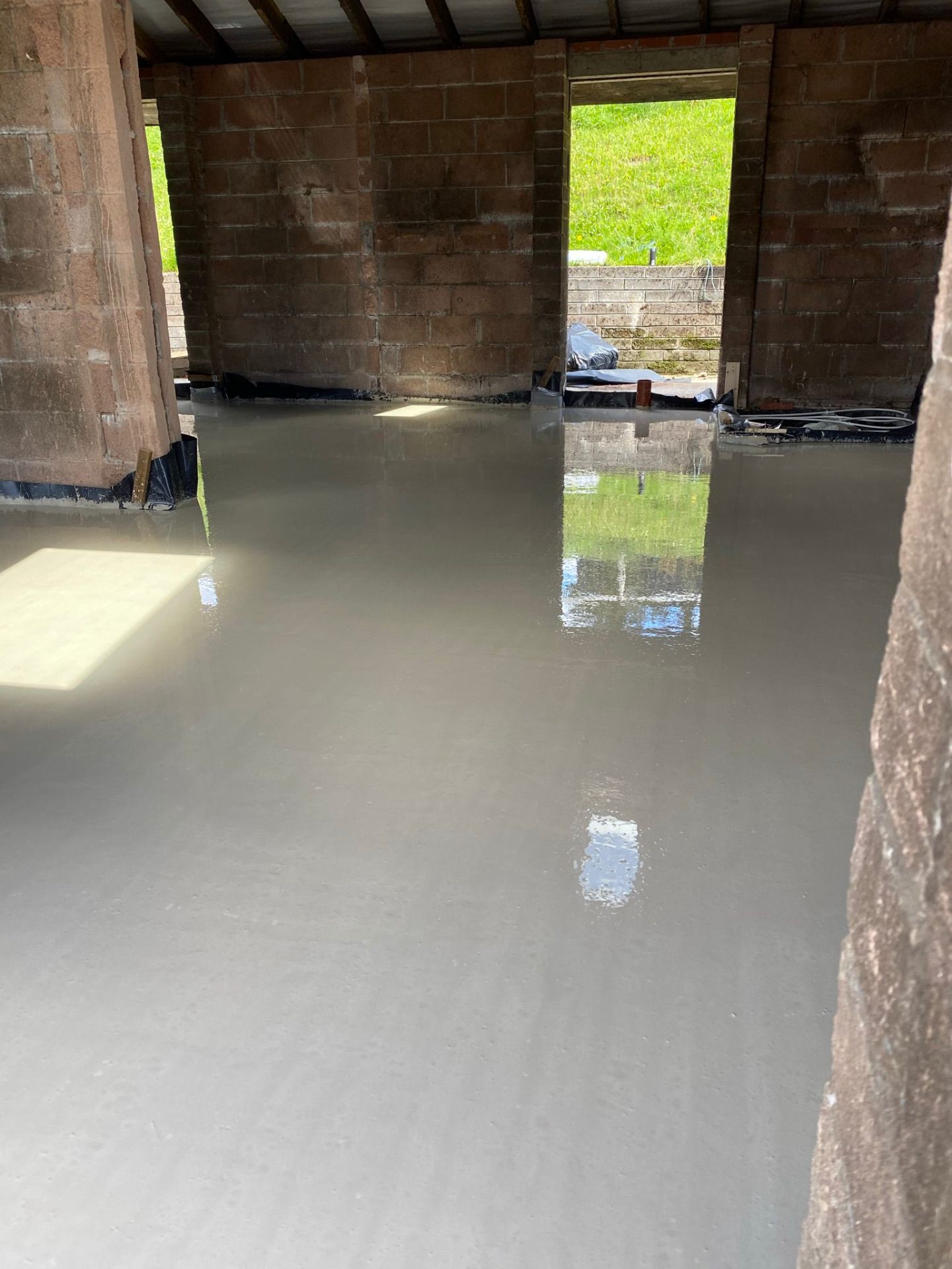 Foundation concrete poured continuously from the pump